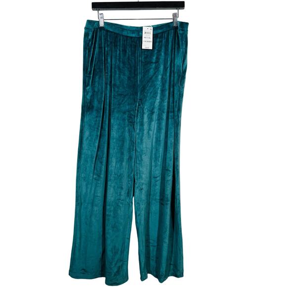 NEW! Charter Club Velvet Lounge Pant Casual Green Loose Fit Elastic - PXL - Picture 1 of 4